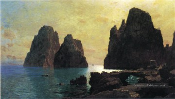 Les Faraglioni Rocks paysage luminisme William Stanley Haseltine Peinture à l'huile